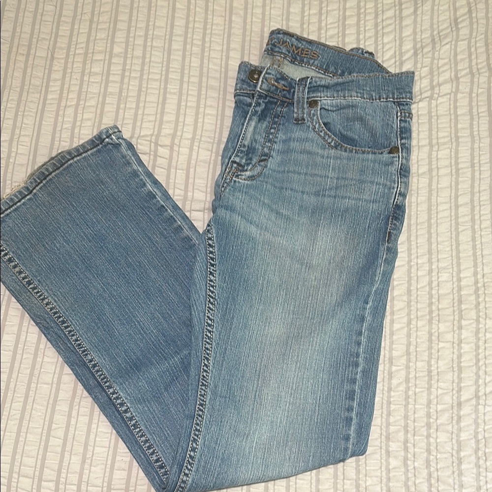 Blue Bootcut Jeans with Subtle Fading